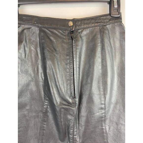Cosa Nova Women Black Vintage Genuine Leather Skirt Size 5 - Picture 7 of 9